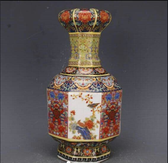 清朝 乾隆年製 エナメル 花瓶 工芸品 磁器 置物 アンティーク コレクショ6