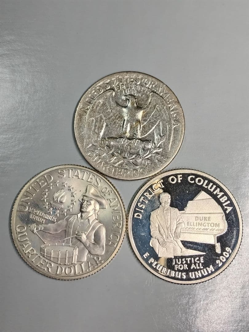 hab023 クォーター銀貨3枚セット 1957D.,1976年記念,2009年