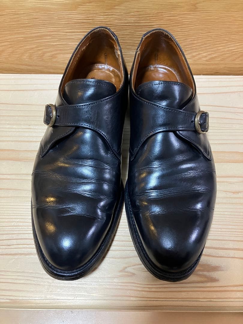 aldenオールデンモンクストラップ ブラックレザーシューズ81/2