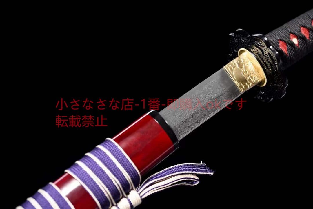 【赤血の侍】石洗模様スチールコイル模様の侍刀 古兵器 武具 刀装具 日本刀