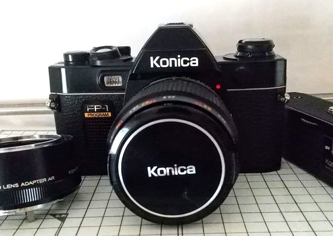 コニカ FP-1 フィルム 一眼レフ カメラ マクロレンズ ワインダー セット