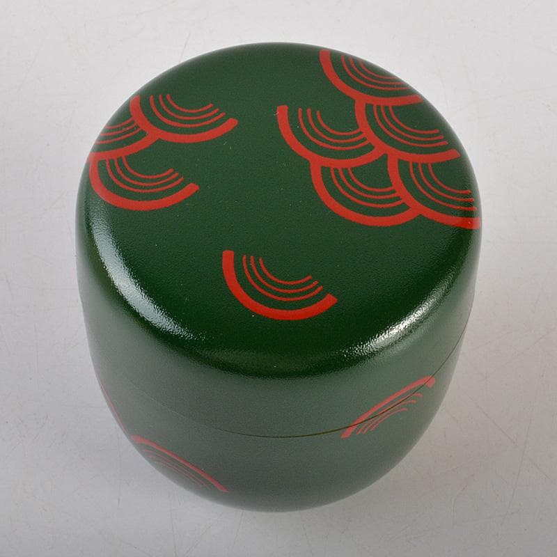 茶道具　中谷秀斉作　青海波　青漆石地塗　大棗　共箱　V　6553