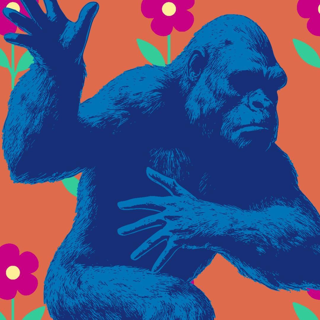 MONKEY MARK ポーズするブルーゴリラ A1サイズ