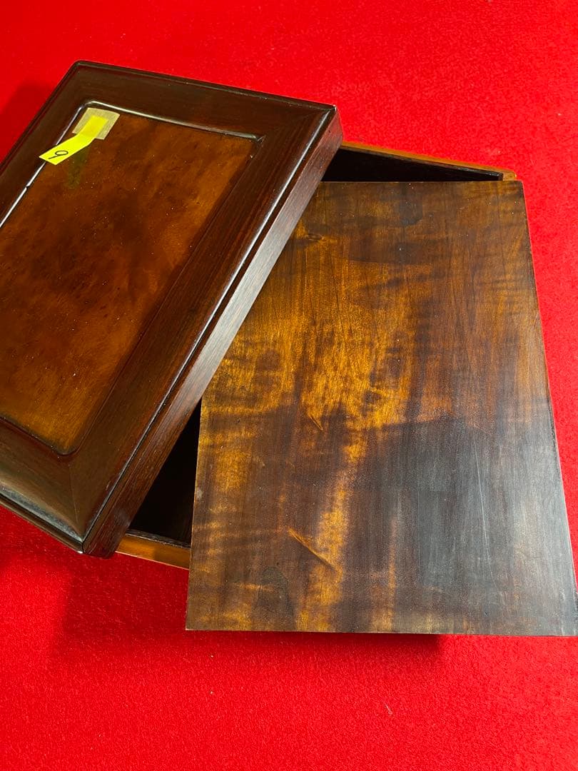 【墨研】yoshi⑨◆紫檀葡萄玉杢硯箱◆時代物◆文房四宝 文人趣味 文箱