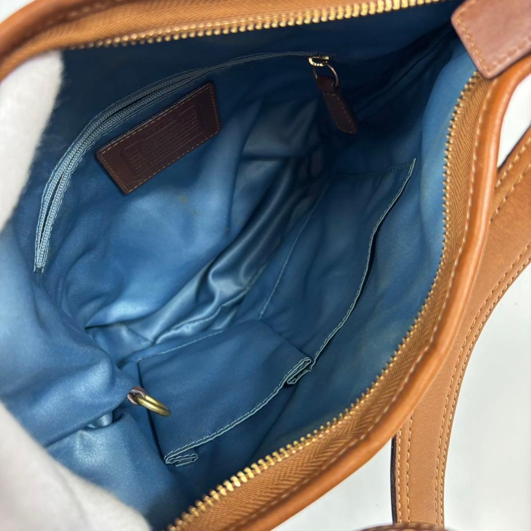 COACH コーチ ショルダーバッグ デニム ブルー パッチワーク バケツ型