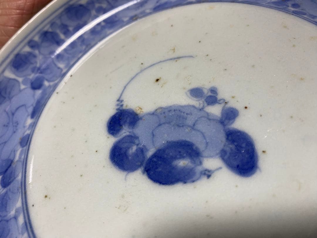 古伊万里　椿か梅　大明銘　中皿