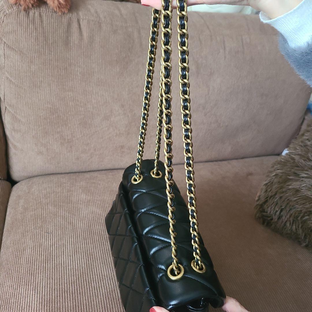 COACH タビー ブラック キルティング ショルダーバッグ、