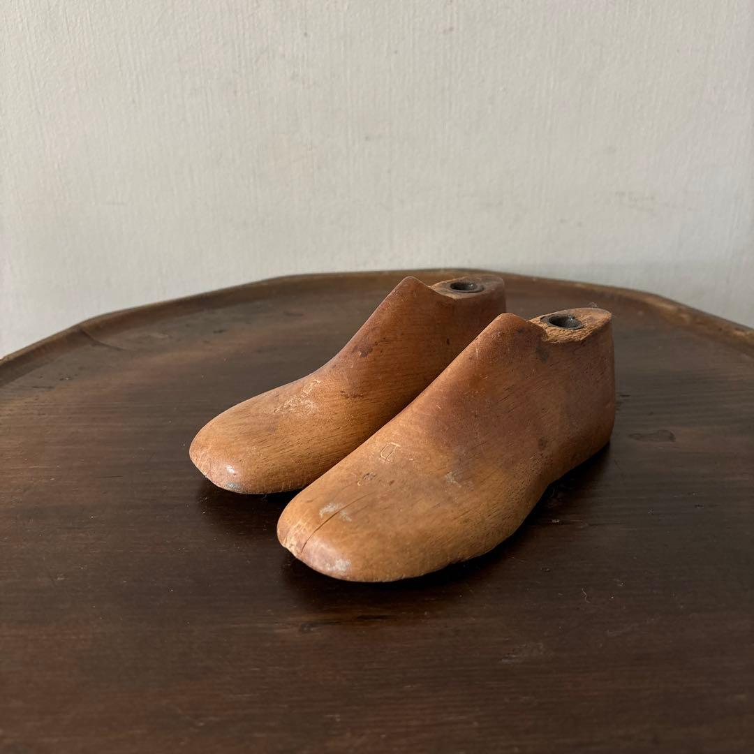 アンティーク 子供靴木型　フランス　木靴　不揃い古道具　骨董　ガーデニング　李朝
