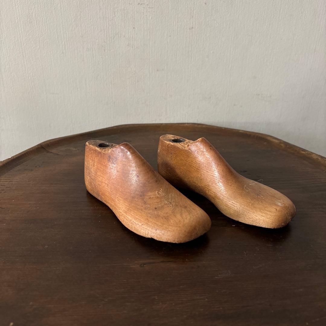 アンティーク 子供靴木型　フランス　木靴　不揃い古道具　骨董　ガーデニング　李朝