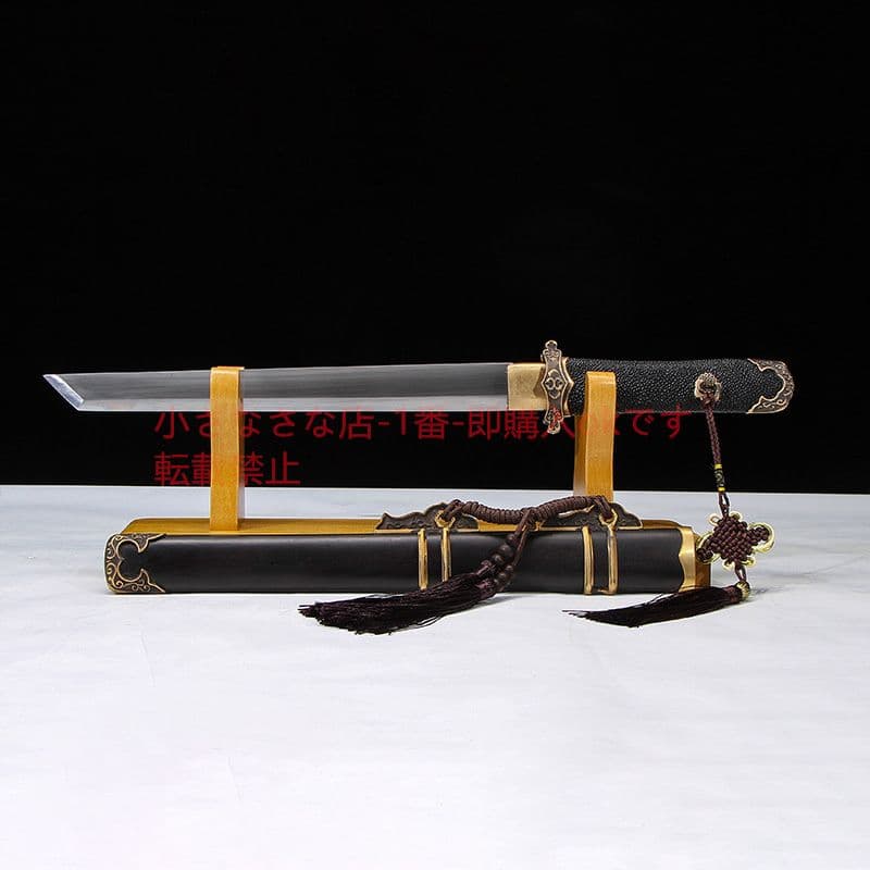 黒檀木魚皮柄小唐横刀T 10焼刃 古兵器 武具 刀装具 日本刀 模造刀 居合刀