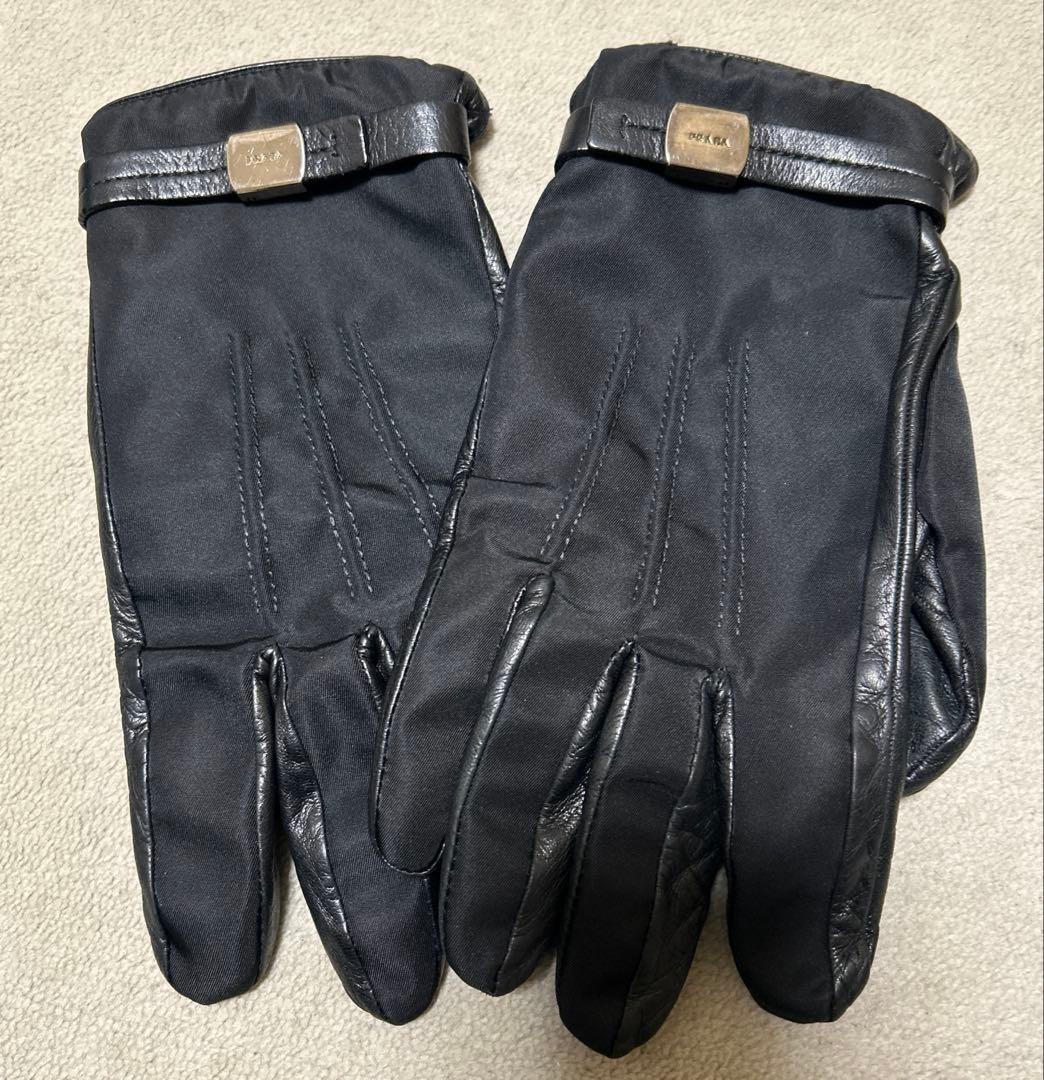 PRADAレザー ブラック 裏地カシミアサイズ9