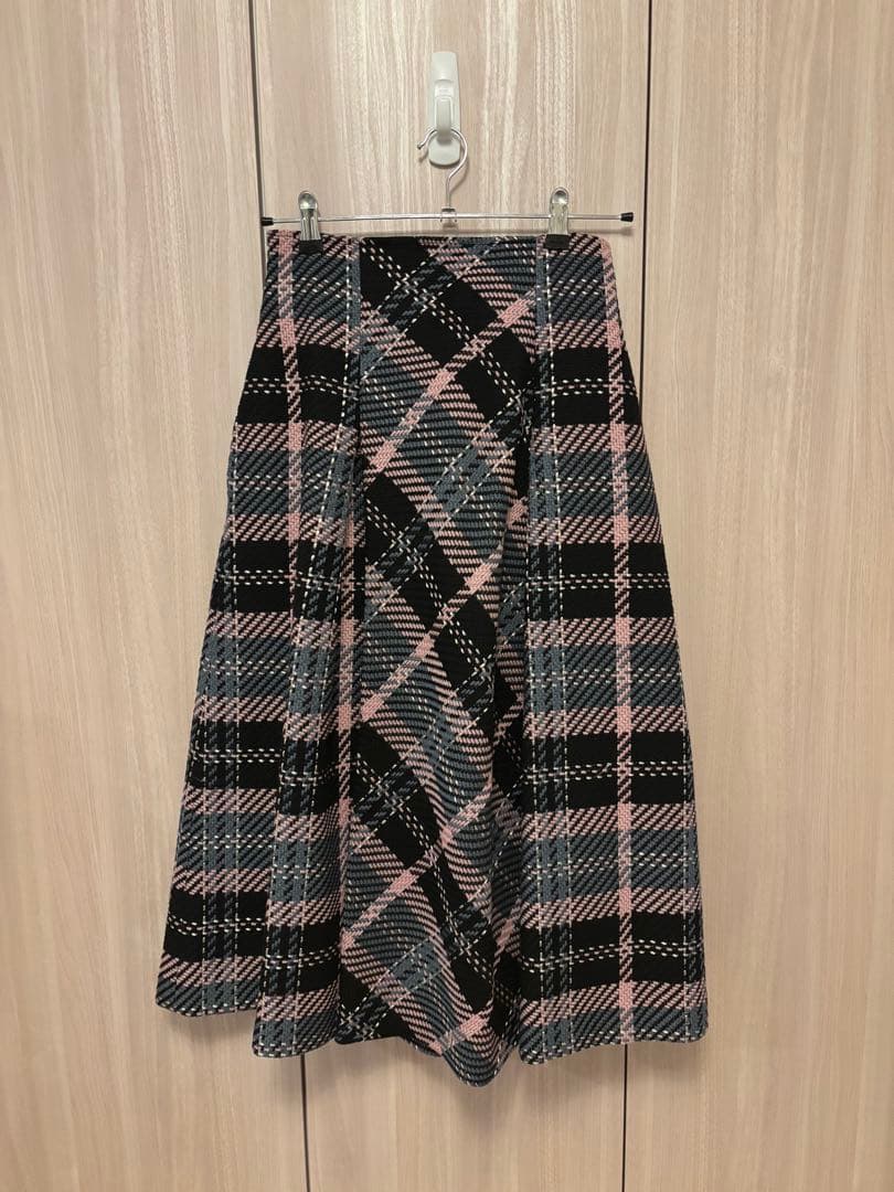 【美品】SNIDELロービングチェックロングスカート01