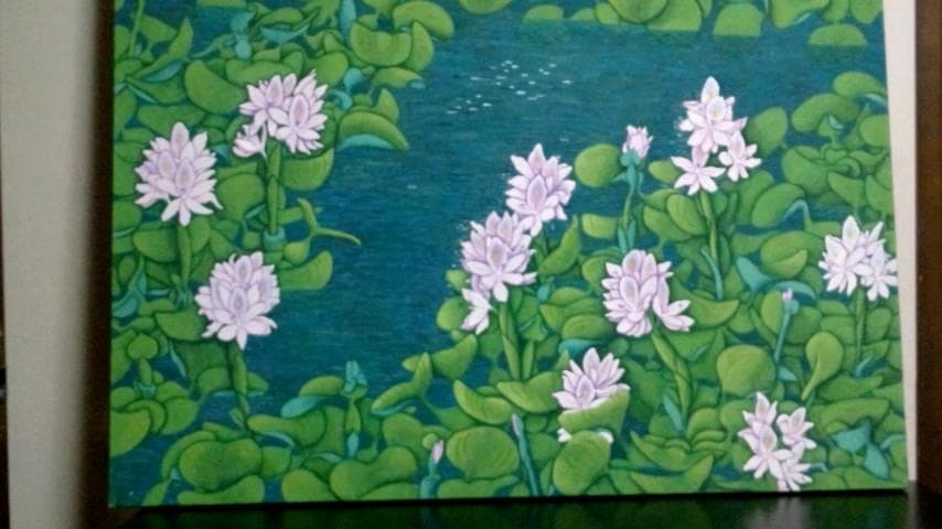絵画　日本画　アルミ額付き　差し替え画　2枚付き