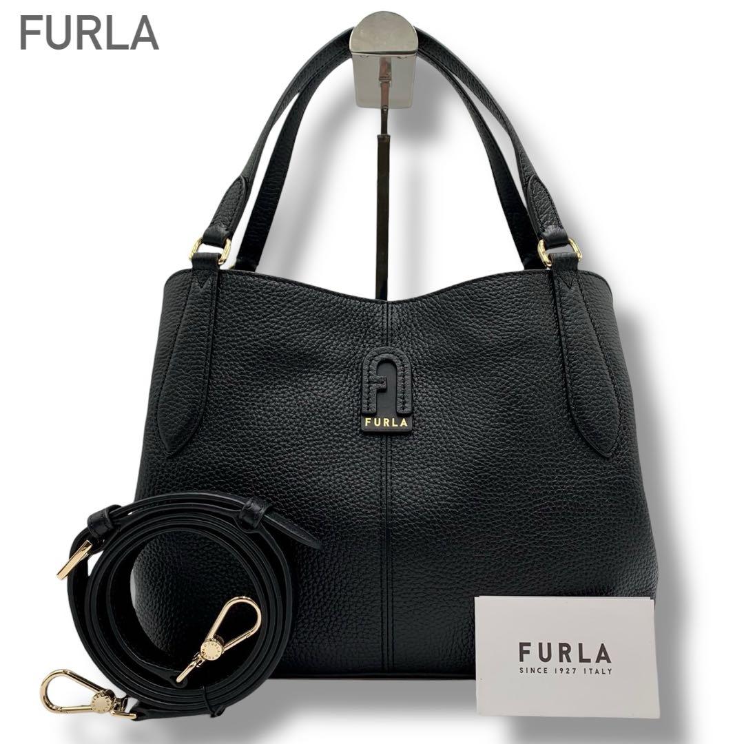 美品・現行✨フルラ ダフネ ハンドバッグ 2way ショルダー レザー ブラック