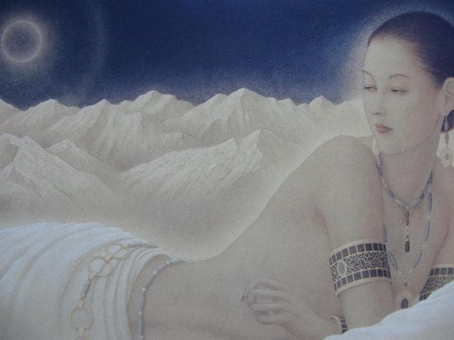 奥山 忠 【霊】 希少画集画、状態良好、新品高級額装付