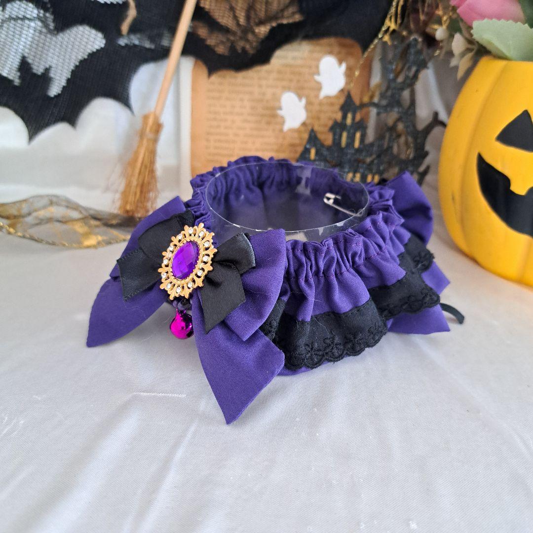 幅広シュシュ、ハロウィン(パープル)わんちゃん猫ちゃん用