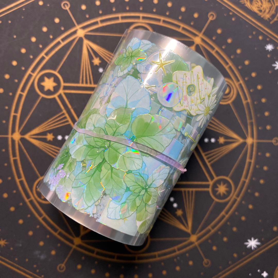 【9178】海外　マステ　中古巻　貝殻光マスキングテープ　風鈴　薄荷　装飾系