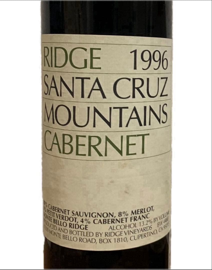 リッジ 1996 サンタクルーズ マウンテンズ カベルネ ヴィンテージワイン 赤