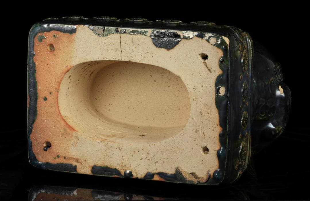 中国古玩 緑釉 獅子像 狛犬 フー犬 フードッグ 古陶磁器 大型62㎝ 古美術