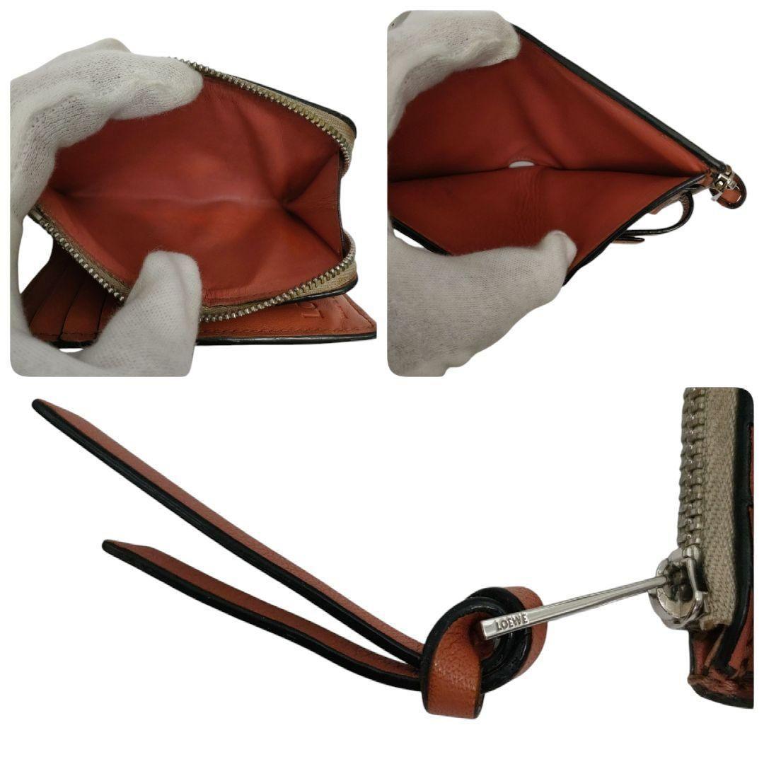 ロエベ　折り財布　スリムジップバイフォールドウォレット　アナグラム　ベージュ