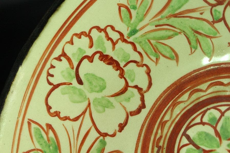 中国美術 赤絵 草花紋 碗 古美術 唐物 茶道具伝来(K-YC513)