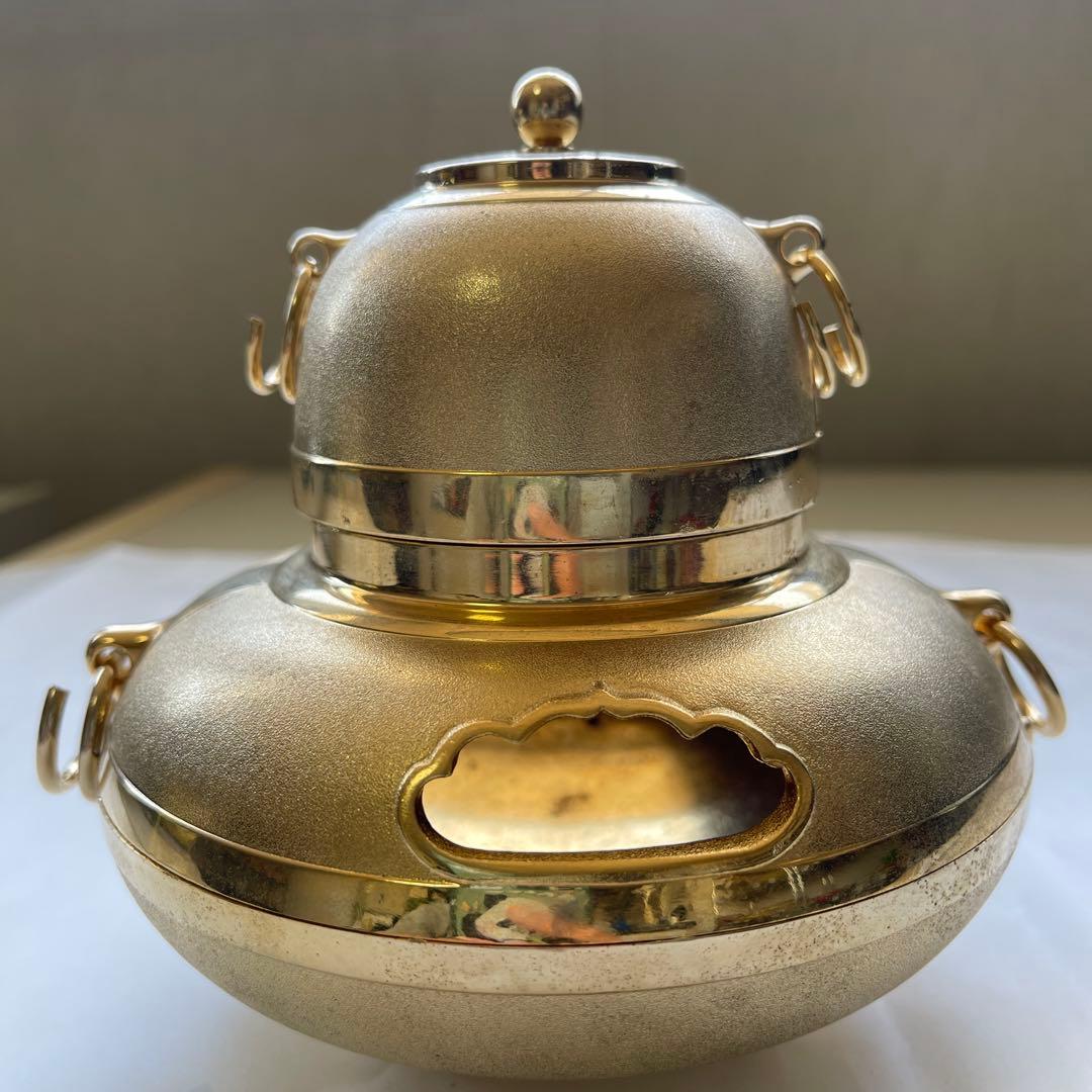 黃金茶釜 24KGP 香炉 銅鋳造インテリア　コレクション