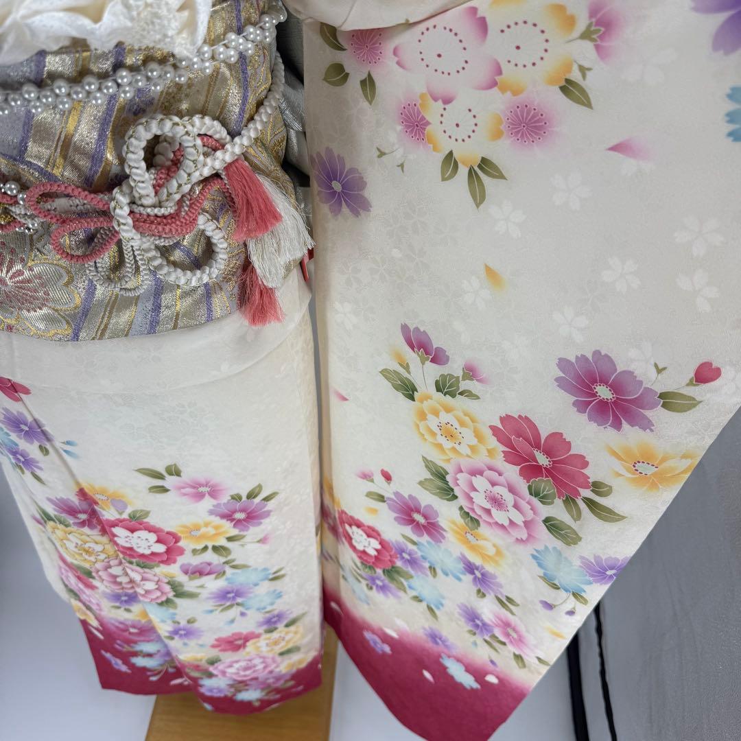 京都きもの友禅　豪華振袖8点フルセット　正絹 　成人式　お正月　パーティ　白地