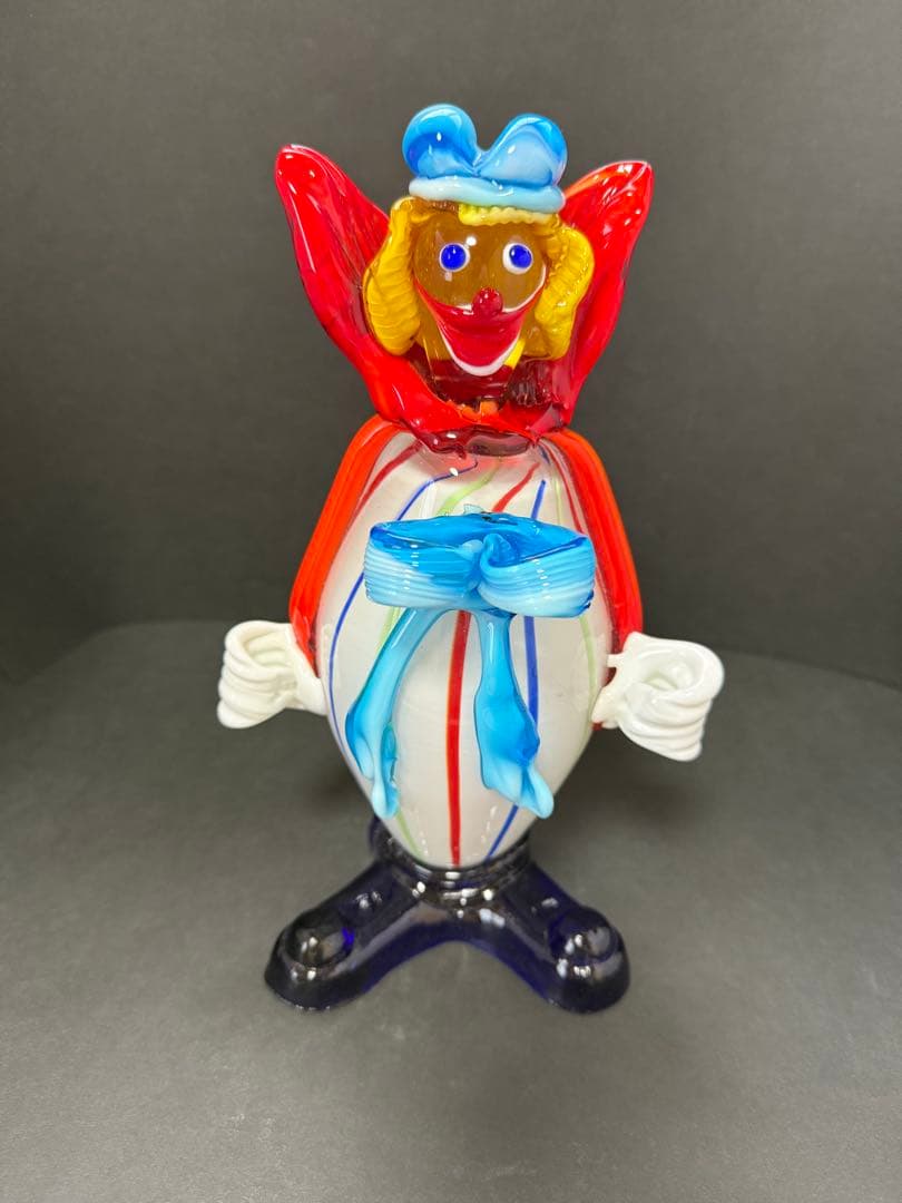 イタリア MURANO ベネチアンガラス ムラーノガラス　ピエロ置物　23cm