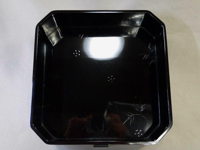 茶道具　縁高　岡田表寛造　呂色塗　竹梅文　銘有り　菓子器　共箱　美品