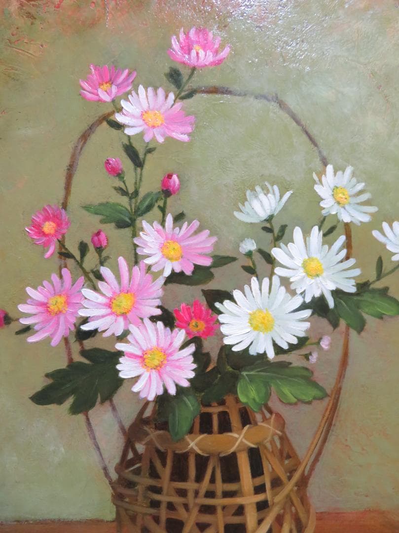 るるる　船越利和「マーガレット」　油彩　F6号 細密リアリズム真作保証