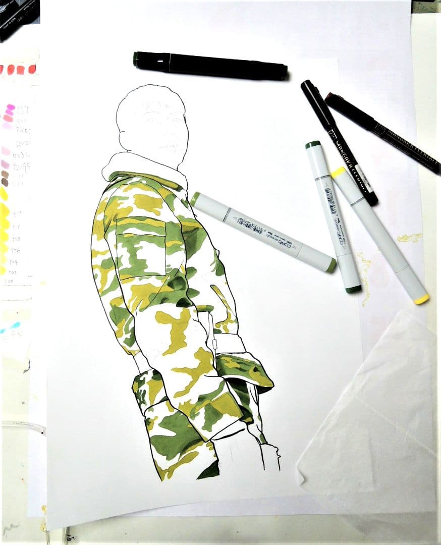 愛の不時着 イラストA2額装