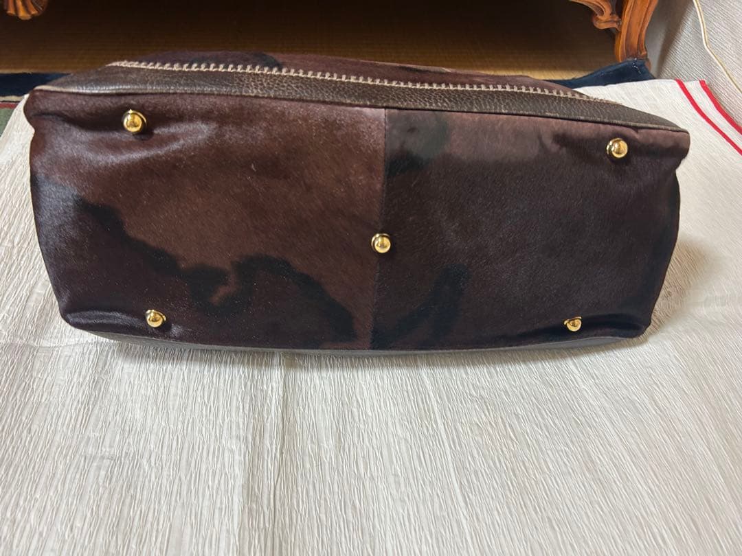 ダークブラウン レザー ハンドバッグ