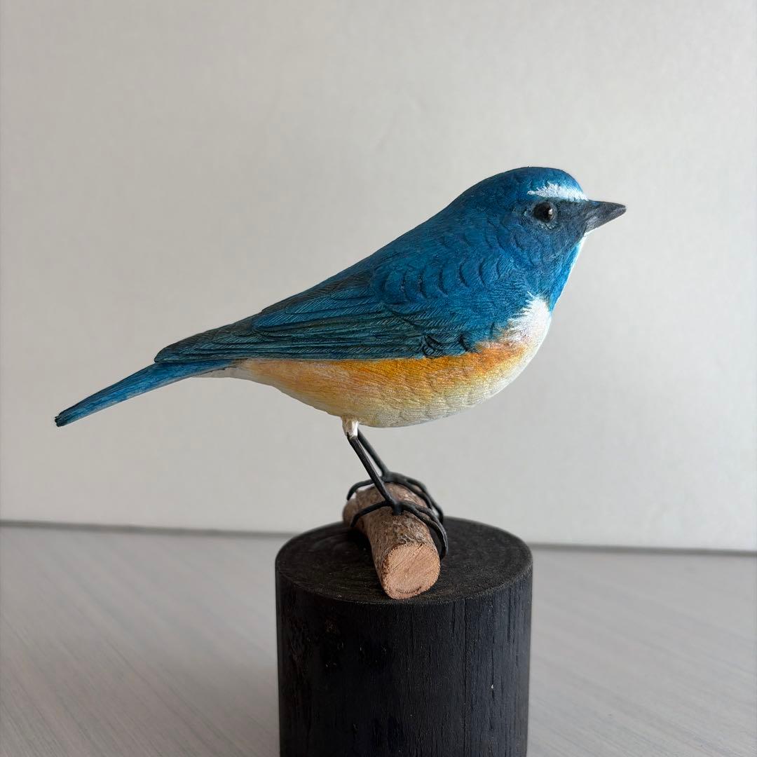 ルリビタキ　　バードカービング　木彫りの野鳥　野鳥彫刻