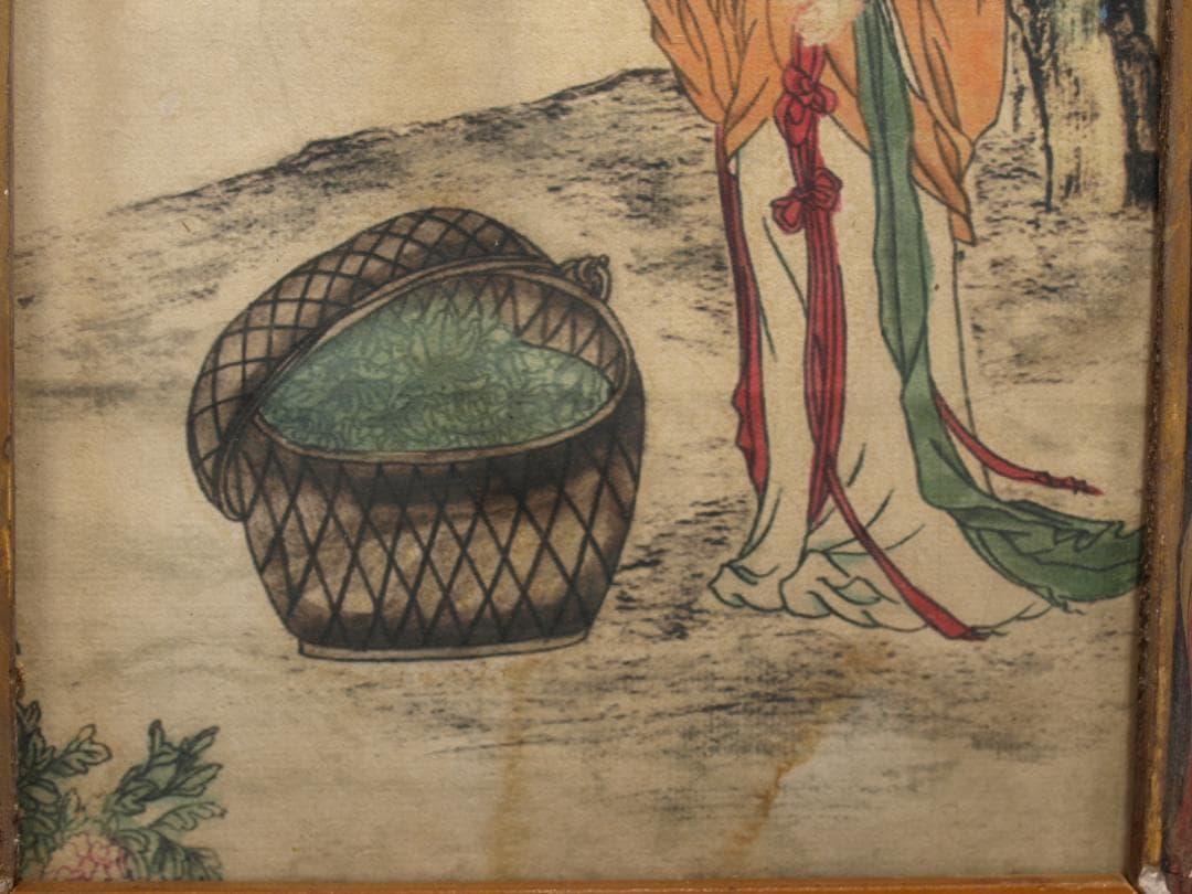 近所の蔵出品　　中国明時代木製肉筆絵※激安骨董品 AK1686B8-3