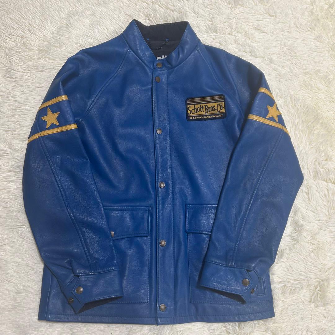 【希少！良品！✨】Schott ショット レザー ジャケット レーシング 青