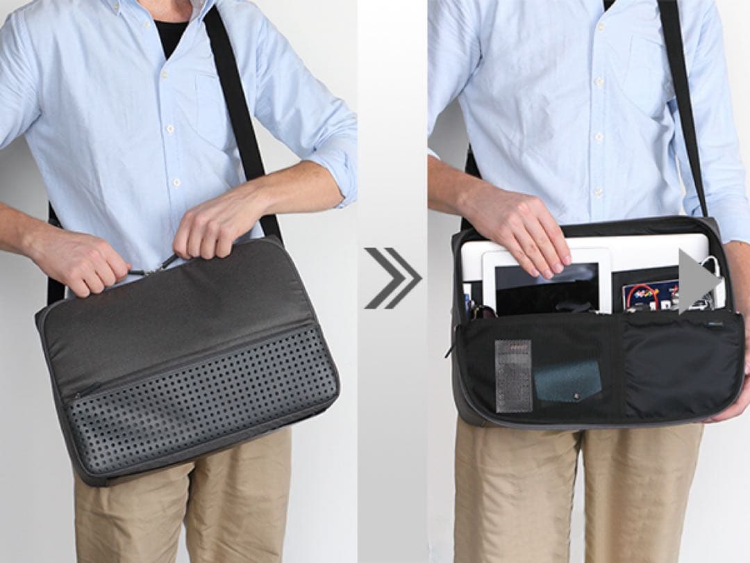 【極美品】SUPERCONSUMER ひらくPCバッグ ネイビー