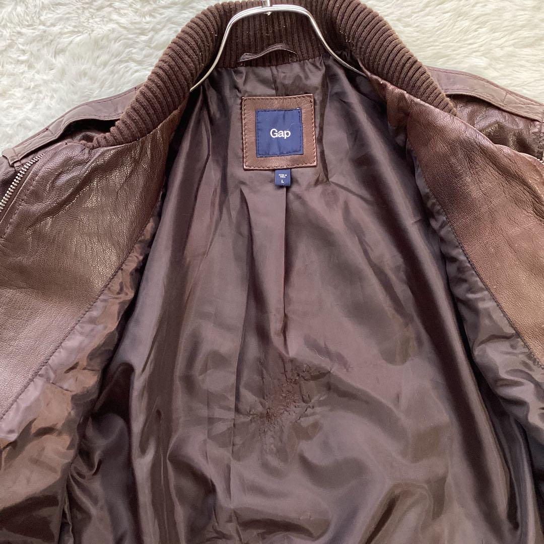 ギャップ　レザージャケット　ブラウン　ヤギ　山羊　ゴートレザー