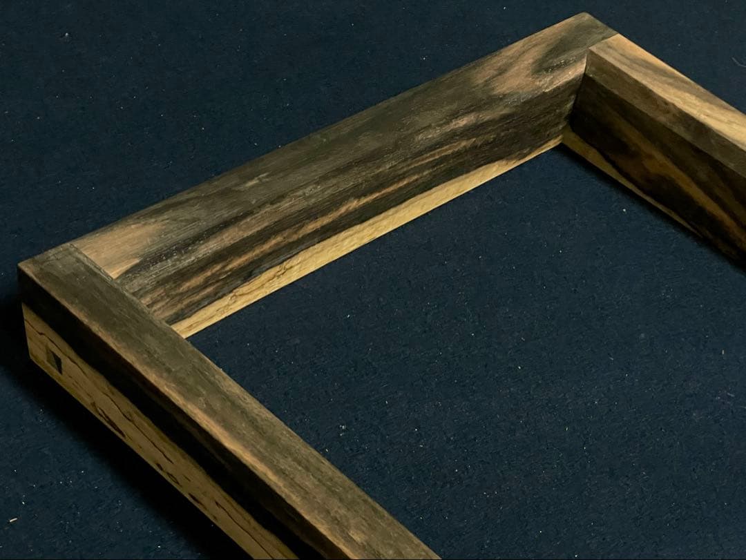【美品】「母」 銘木 黒柿 炉縁 渡邉 可映 共箱 茶道具 （1125B）
