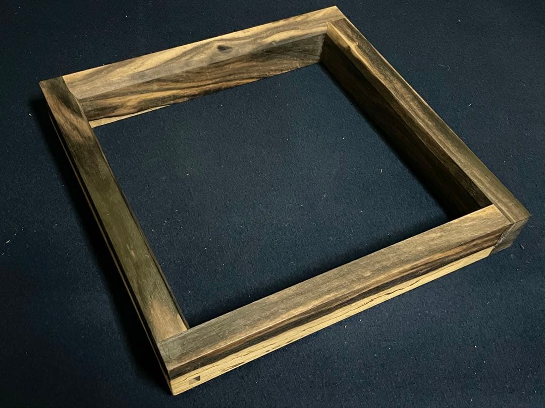 【美品】「母」 銘木 黒柿 炉縁 渡邉 可映 共箱 茶道具 （1125B）