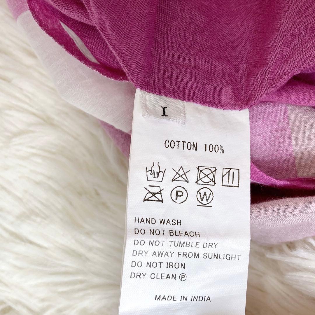 メゾンドソイル　コットン100％　ブロックチェック　ワイドパンツ　ピンク　1