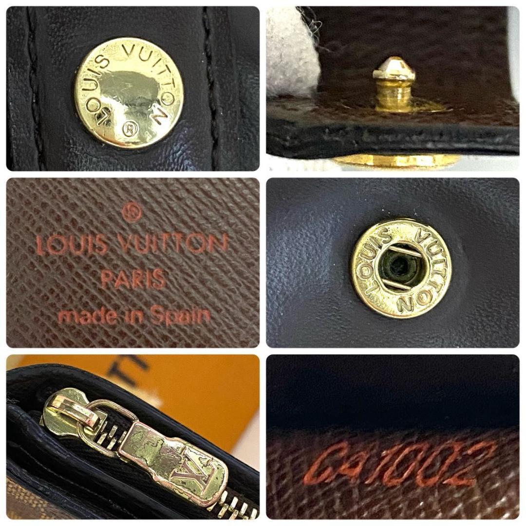 ルイ ヴィトン◎ダミエ コンパクトジップ エベヌ 二つ折り ラウンドファスナー