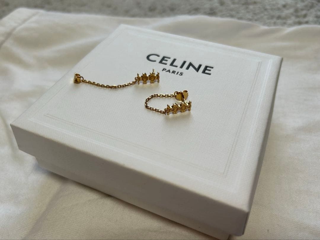 『まるみ』CELINE トリオンフゴールドチェーンピアス(両耳用)