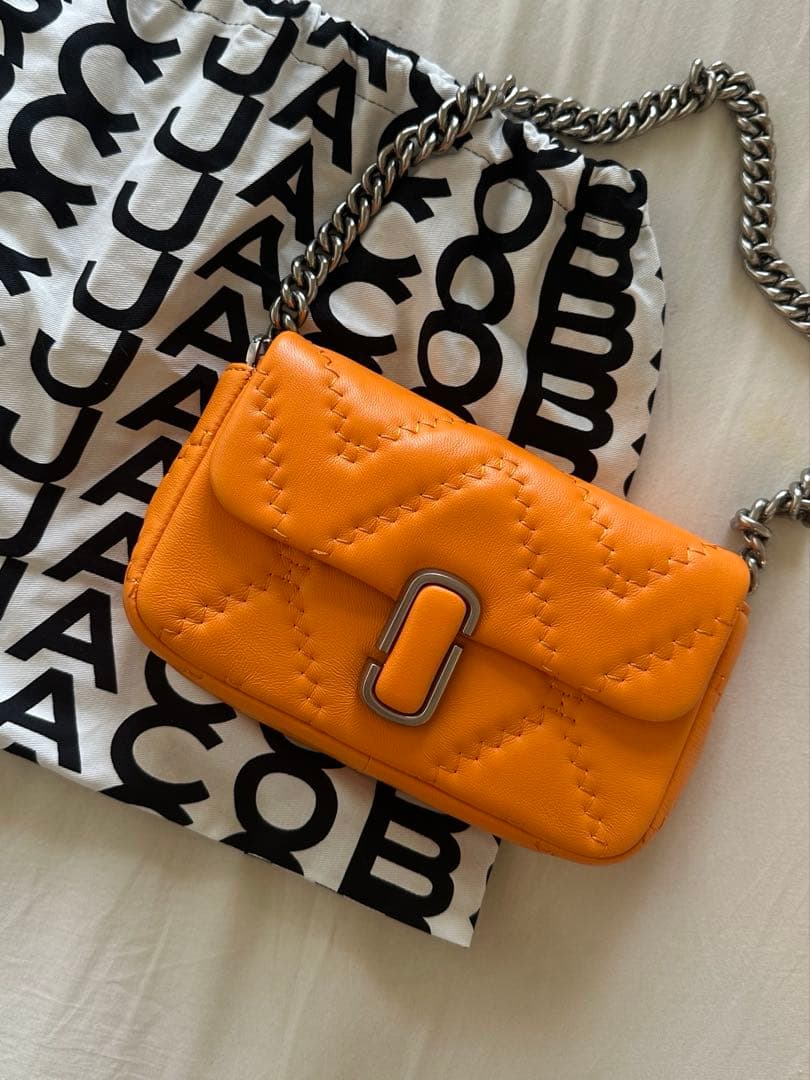 MARC JACOBS オレンジ キルティングレザー ショルダーバッグ
