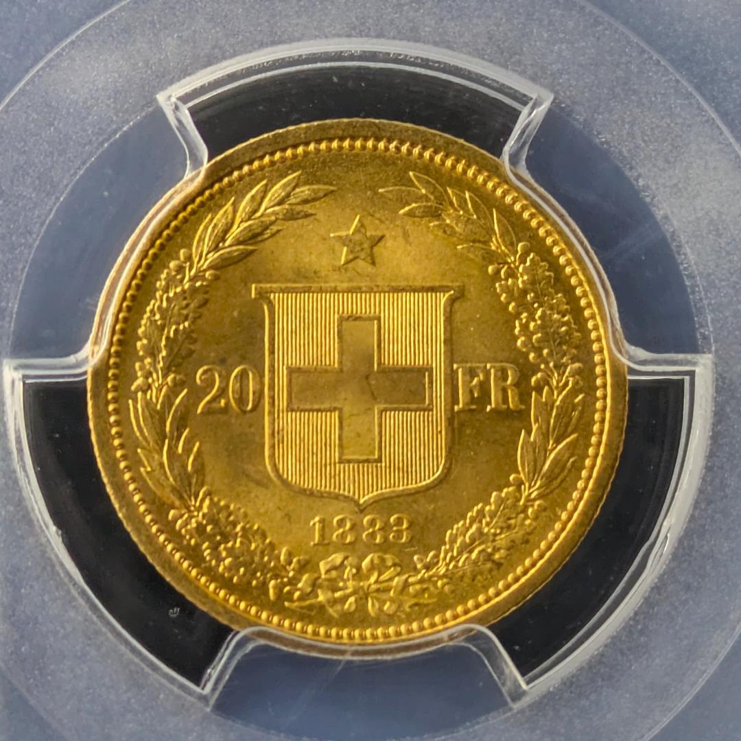 アルプスの少女ブレネリ★1883年スイス 20Fr 金貨 PCGS MS64+