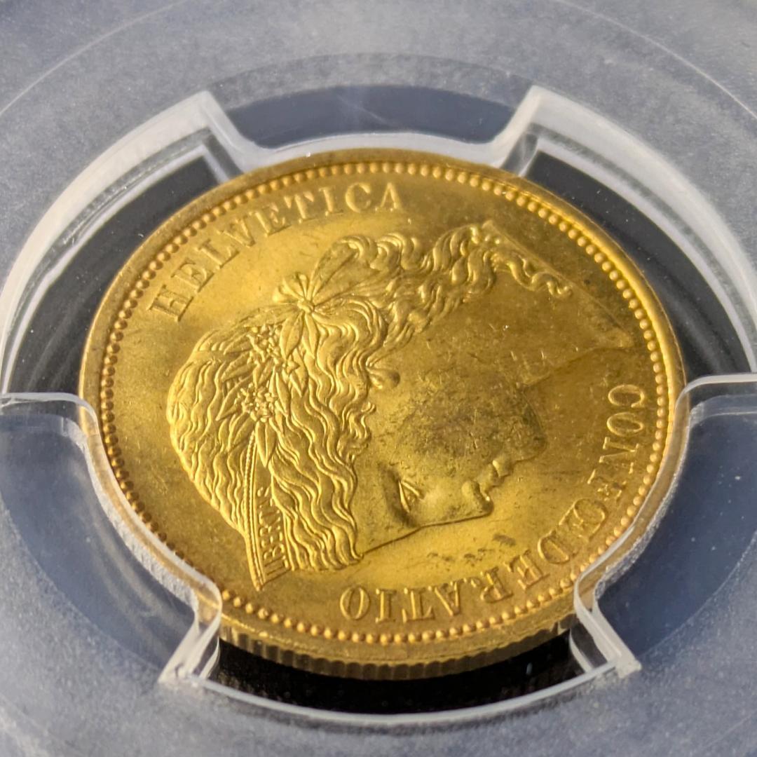 アルプスの少女ブレネリ★1883年スイス 20Fr 金貨 PCGS MS64+
