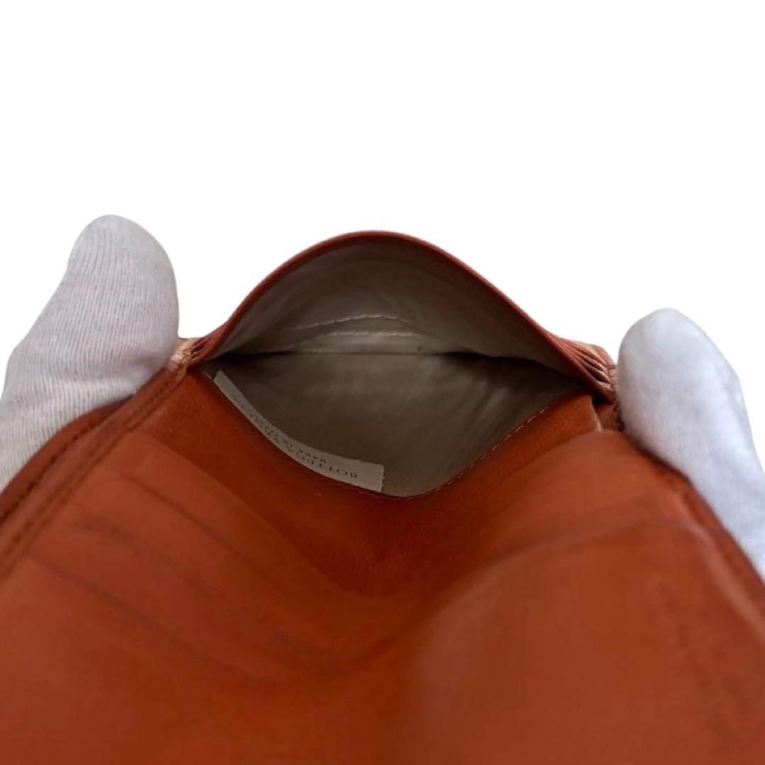 人気　ボッテガヴェネタ　折り財布　オレンジ　イントレチャート　ラウンドファスナー