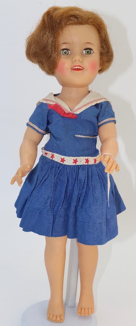 ビンテージ 青いセーラー服シャーリー・テンプル人形44cm 裸足 IDEAL社