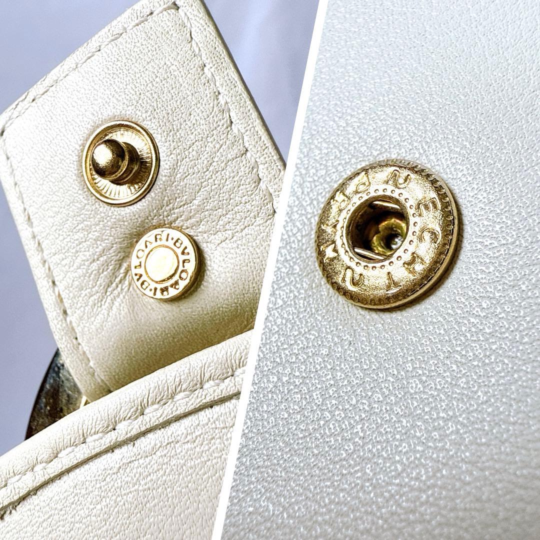 ブルガリ チャンドラ レザー 三つ折り 財布 ウォレット 小銭入れ 札入れ 白