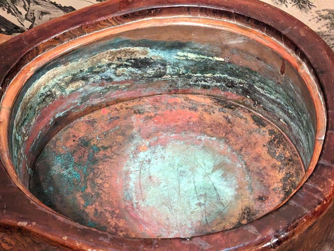 天然木切抜瓢箪形火鉢　瓢箪形五徳付き　　　民芸家具　時代家具　古民具　囲炉裏