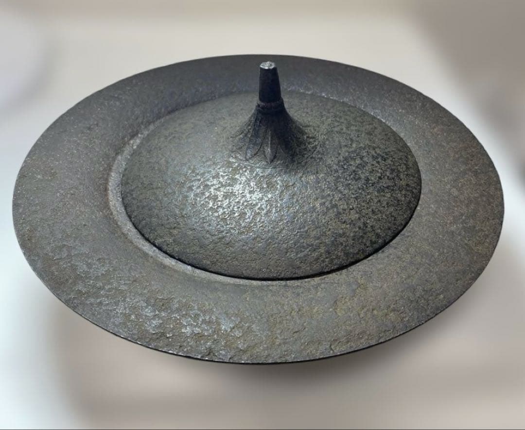 南部鋳物 3代目高橋萬治 作 円形蓋付製品 印有り アンティーク 非常に希少品